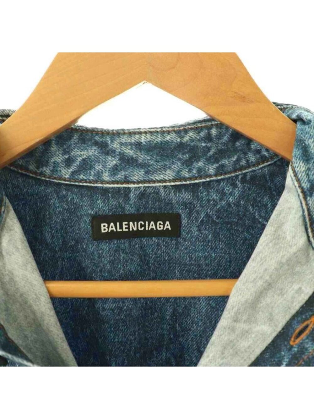Balenciaga Transfer Print Long Sleeve Denim Shirt XS Indigo CX - Picture 5 of 5